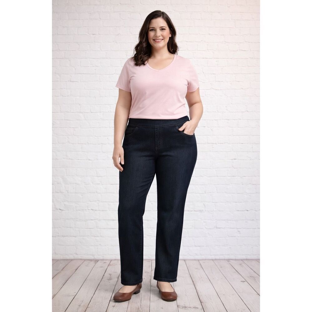Kim Rogers Women’s Straight Leg Jeans – Size 16WS – Dark Wash